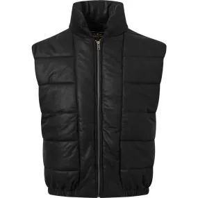 Cool padded leather vest in soft quality / 50670 - Black (Nero)